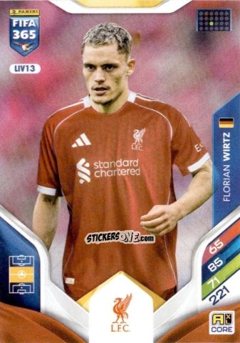 Cromo Florian Wirtz - Fifa 365: 2025-2026. Adrenalyn Xl n. LIV13 - Panini