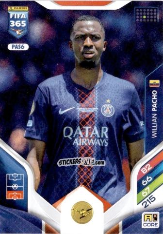 Sticker Willian Pacho - Fifa 365: 2025-2026. Adrenalyn Xl n. PAS6 - Panini