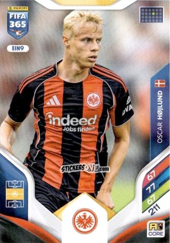 Sticker Oscar Højlund - Fifa 365: 2025-2026. Adrenalyn Xl n. EIN9 - Panini