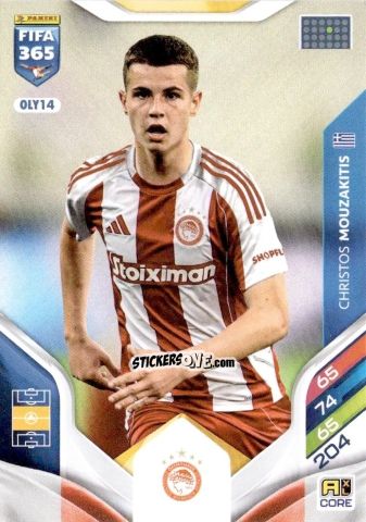 Figurina Christos Mouzakitis - Fifa 365: 2025-2026. Adrenalyn Xl n. OLY14 - Panini