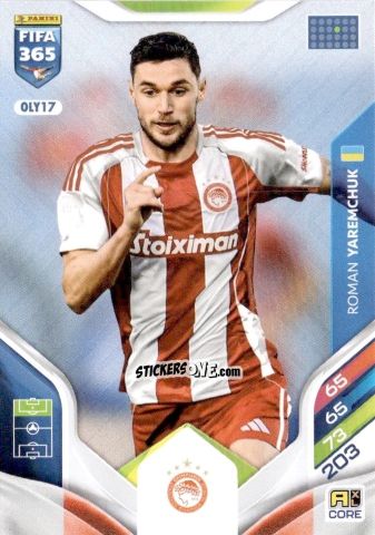 Cromo Roman Yaremchuk - Fifa 365: 2025-2026. Adrenalyn Xl n. OLY17 - Panini