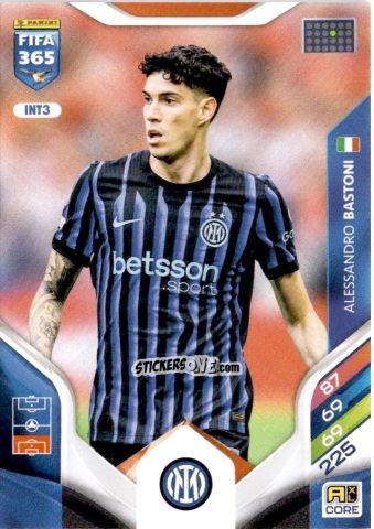 Sticker Alessandro Bastoni - Fifa 365: 2025-2026. Adrenalyn Xl n. INT3 - Panini