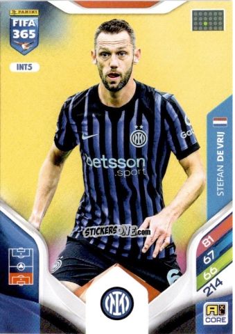 Figurina Stefan de Vrij - Fifa 365: 2025-2026. Adrenalyn Xl n. INT5 - Panini