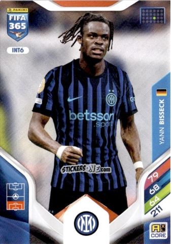 Cromo Yann Bisseck - Fifa 365: 2025-2026. Adrenalyn Xl n. INT6 - Panini