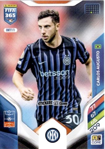Figurina Carlos Augusto - Fifa 365: 2025-2026. Adrenalyn Xl n. INT11 - Panini