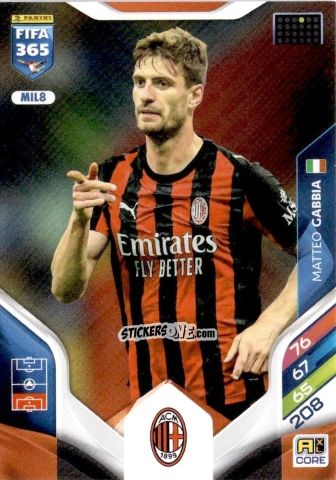 Sticker Matteo Gabbia - Fifa 365: 2025-2026. Adrenalyn Xl n. MIL8 - Panini