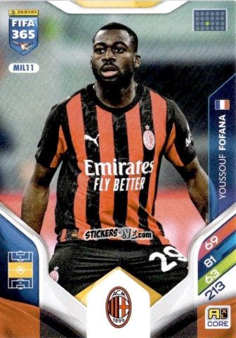 Cromo Youssouf Fofana - Fifa 365: 2025-2026. Adrenalyn Xl n. MIL11 - Panini