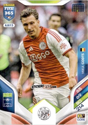 Cromo Mika Godts - Fifa 365: 2025-2026. Adrenalyn Xl n. AJA15 - Panini