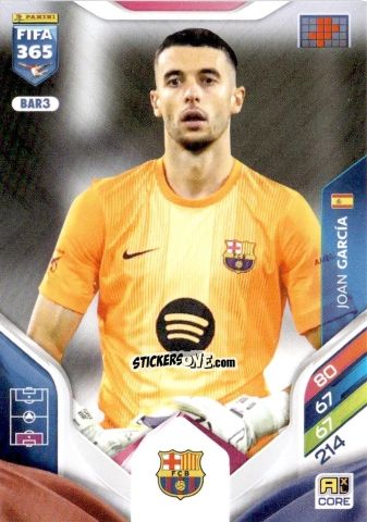 Sticker Joan García - Fifa 365: 2025-2026. Adrenalyn Xl n. BAR3 - Panini