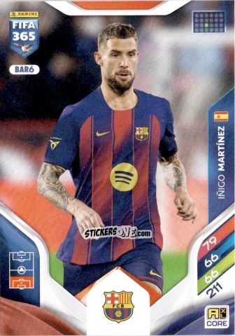 Sticker Íñigo Martínez - Fifa 365: 2025-2026. Adrenalyn Xl n. BAR6 - Panini