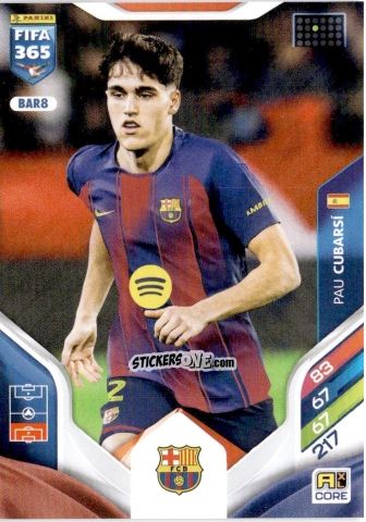 Sticker Pau Cubarsí - Fifa 365: 2025-2026. Adrenalyn Xl n. BAR8 - Panini