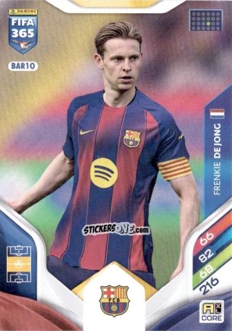 Sticker Frenkie de Jong - Fifa 365: 2025-2026. Adrenalyn Xl n. BAR10 - Panini