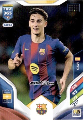 Sticker Gavi - Fifa 365: 2025-2026. Adrenalyn Xl n. BAR13 - Panini