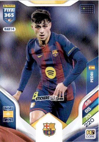 Sticker Pedri - Fifa 365: 2025-2026. Adrenalyn Xl n. BAR14 - Panini