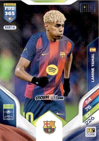 Figurina Lamine Yamal - Fifa 365: 2025-2026. Adrenalyn Xl n. BAR16 - Panini