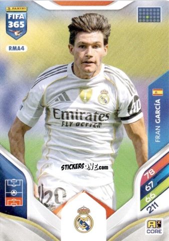 Sticker Fran García - Fifa 365: 2025-2026. Adrenalyn Xl n. RMA4 - Panini