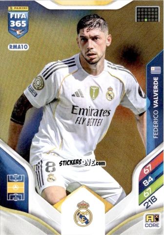 Sticker Federico Valverde - Fifa 365: 2025-2026. Adrenalyn Xl n. RMA10 - Panini