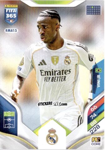 Figurina Vinicius Jr - Fifa 365: 2025-2026. Adrenalyn Xl n. RMA15 - Panini