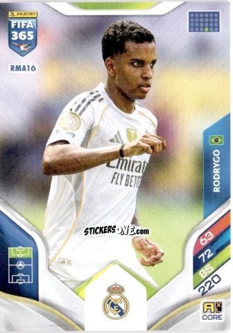Figurina Rodrygo - Fifa 365: 2025-2026. Adrenalyn Xl n. RMA16 - Panini