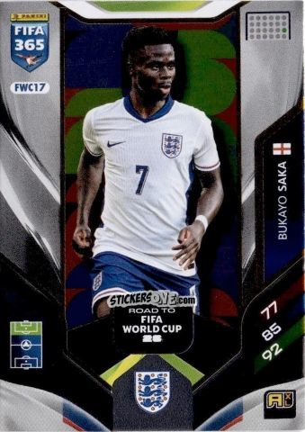 Figurina Bukayo Saka - Fifa 365: 2025-2026. Adrenalyn Xl n. FWC17 - Panini