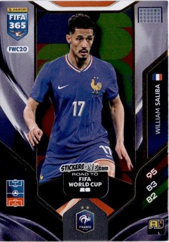 Sticker William Saliba - Fifa 365: 2025-2026. Adrenalyn Xl n. FWC20 - Panini
