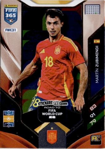 Sticker Martin Zubimendi - Fifa 365: 2025-2026. Adrenalyn Xl n. FWC31 - Panini