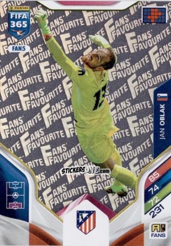 Sticker Jan Oblak - Fifa 365: 2025-2026. Adrenalyn Xl n. FAN5 - Panini