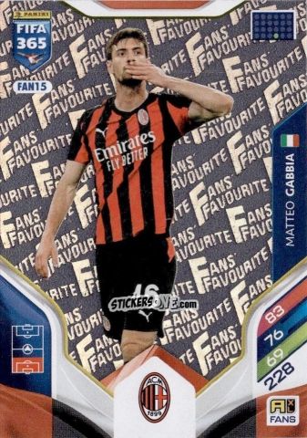 Sticker Matteo Gabbia - Fifa 365: 2025-2026. Adrenalyn Xl n. FAN15 - Panini