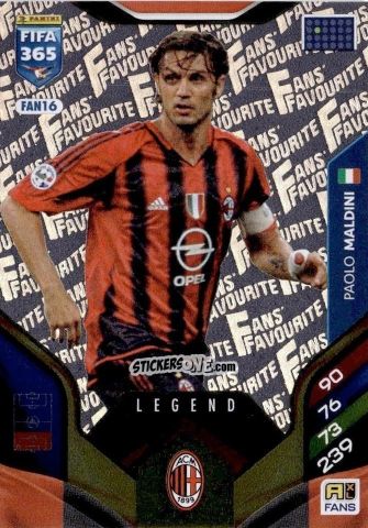 Sticker Paolo Maldini - Fifa 365: 2025-2026. Adrenalyn Xl n. FAN16 - Panini