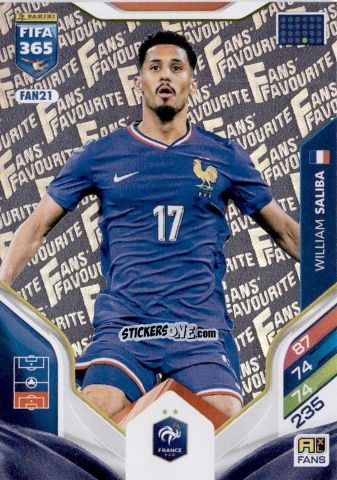 Sticker William Saliba - Fifa 365: 2025-2026. Adrenalyn Xl n. FAN21 - Panini