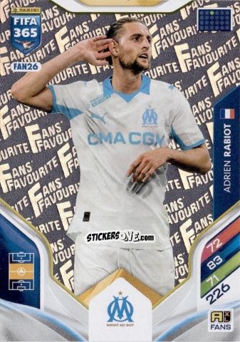 Cromo Adrien Rabiot - Fifa 365: 2025-2026. Adrenalyn Xl n. FAN26 - Panini