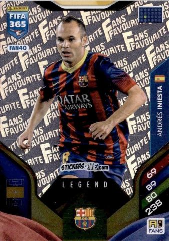 Cromo Andrés Iniesta - Fifa 365: 2025-2026. Adrenalyn Xl n. FAN40 - Panini