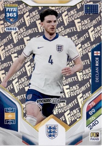 Cromo Declan Rice - Fifa 365: 2025-2026. Adrenalyn Xl n. FAN48 - Panini