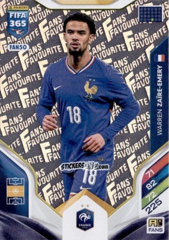 Sticker Warren Zaire-Emery - Fifa 365: 2025-2026. Adrenalyn Xl n. FAN50 - Panini