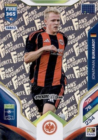 Sticker Jonathan Burkardt - Fifa 365: 2025-2026. Adrenalyn Xl n. FAN62 - Panini