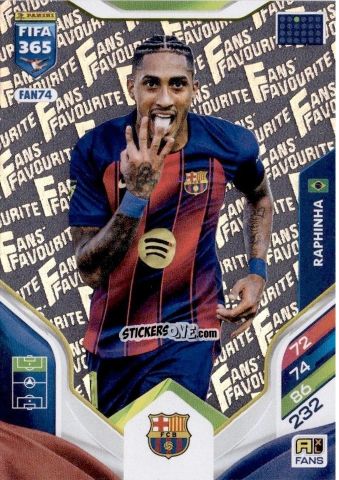 Sticker Raphinha - Fifa 365: 2025-2026. Adrenalyn Xl n. FAN74 - Panini