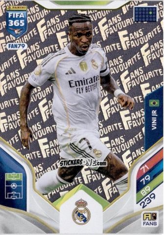 Figurina Vinicius Jr. - Fifa 365: 2025-2026. Adrenalyn Xl n. FAN79 - Panini