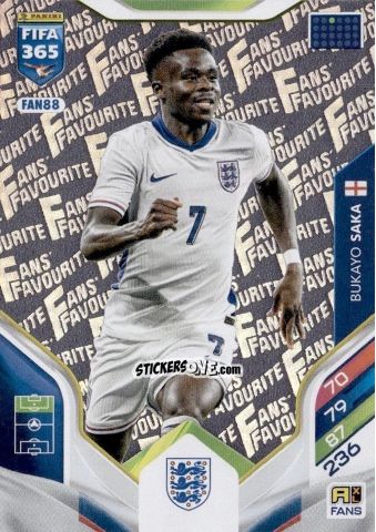 Figurina Bukayo Saka - Fifa 365: 2025-2026. Adrenalyn Xl n. FAN88 - Panini