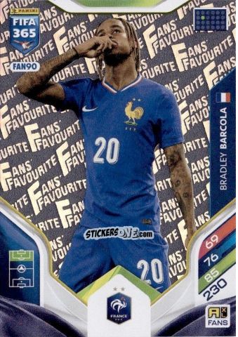 Sticker Bradley Barcola - Fifa 365: 2025-2026. Adrenalyn Xl n. FAN90 - Panini