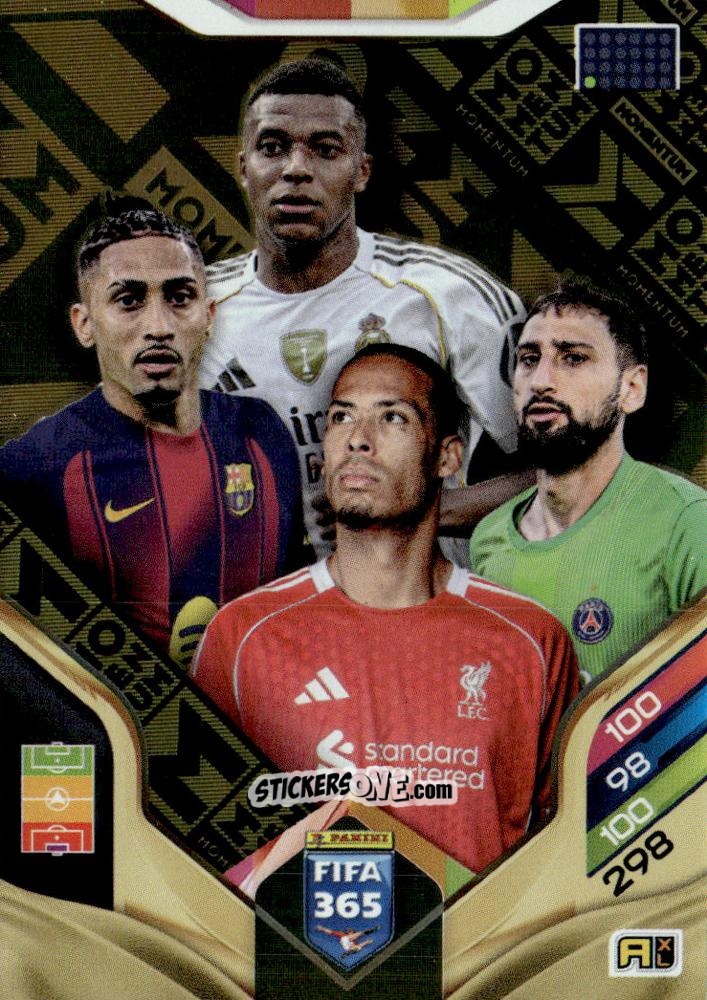 Figurina Kylian Mbappé / Raphinha / Gianluigi Donnarumma / Virgil Van Dijk - Fifa 365: 2025-2026. Adrenalyn Xl n. M7 - Panini