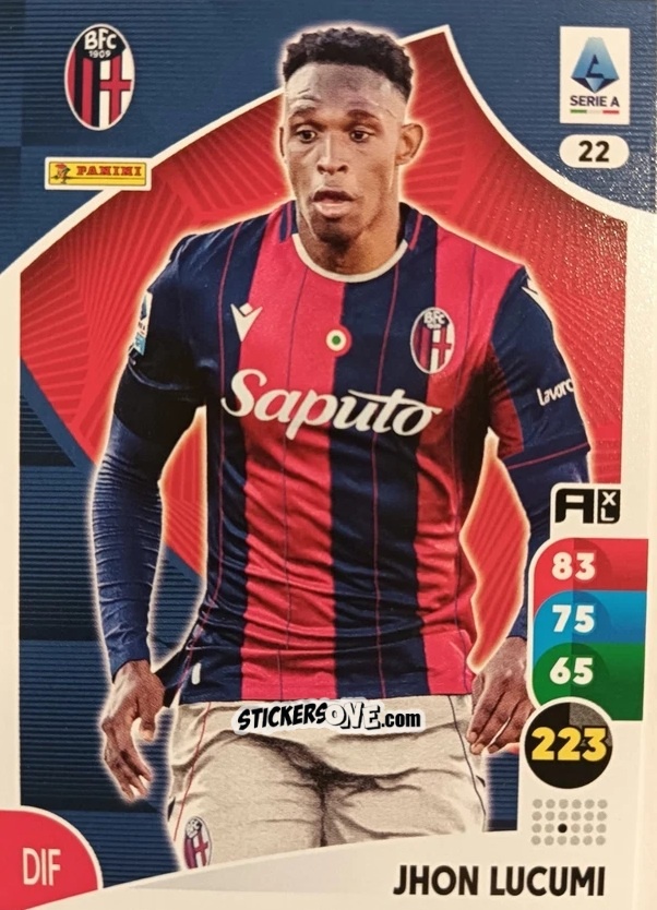 Cromo Jhon Lucumí - Calciatori 2025-2026. Adrenalyn Xl n. 22 - Panini