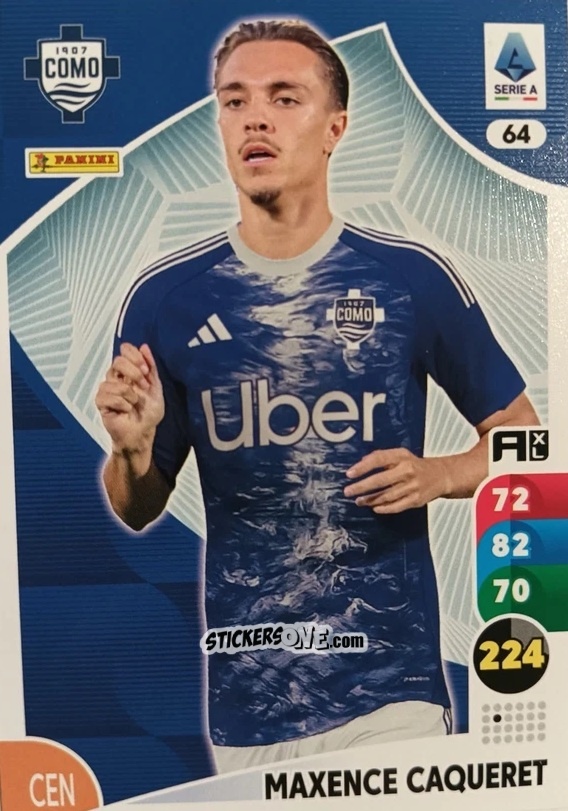 Sticker Maxence Caqueret - Calciatori 2025-2026. Adrenalyn Xl n. 64 - Panini