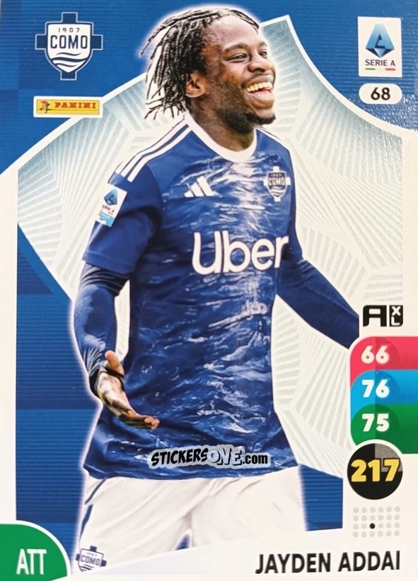 Sticker Jayden Addai - Calciatori 2025-2026. Adrenalyn Xl n. 68 - Panini