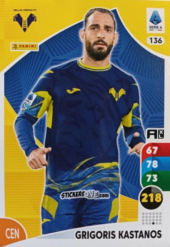 Cromo Grigoris Kastanos - Calciatori 2025-2026. Adrenalyn Xl n. 136 - Panini