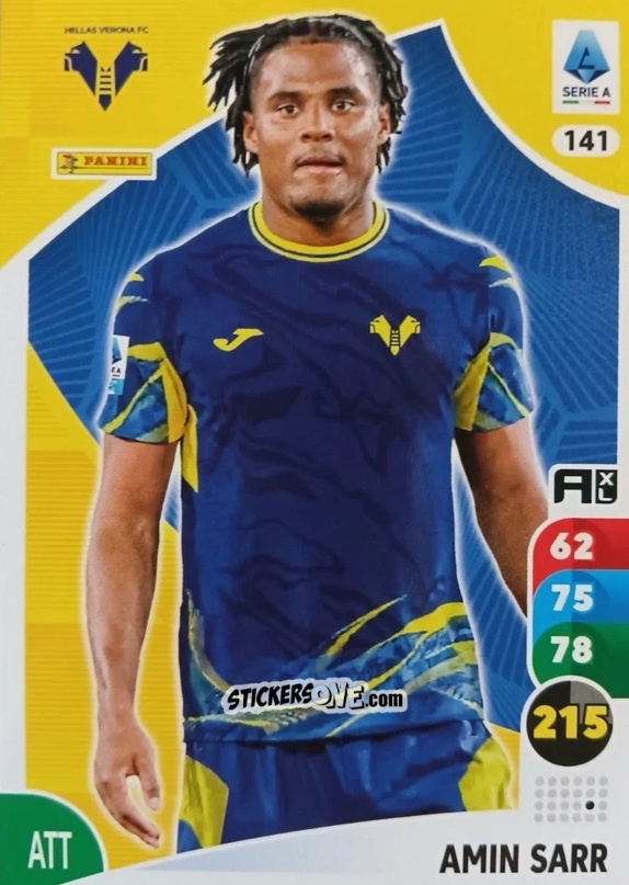 Sticker Amin Sarr - Calciatori 2025-2026. Adrenalyn Xl n. 141 - Panini