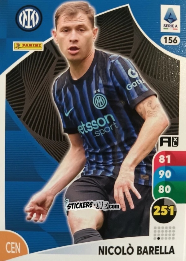 Figurina Nicolò Barella - Calciatori 2025-2026. Adrenalyn Xl n. 156 - Panini