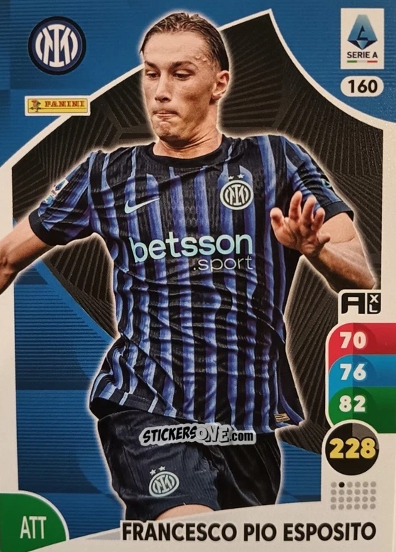 Cromo Francesco Pio Esposito - Calciatori 2025-2026. Adrenalyn Xl n. 160 - Panini