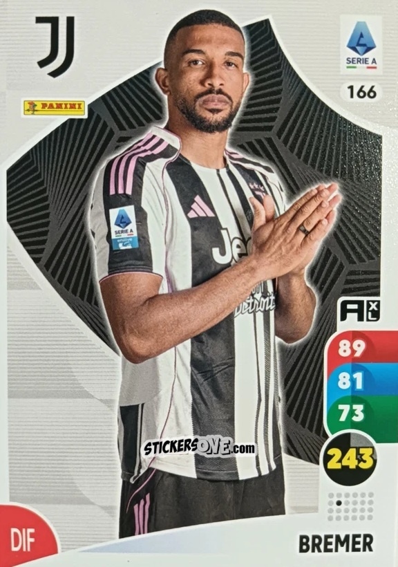 Cromo Bremer - Calciatori 2025-2026. Adrenalyn Xl n. 166 - Panini