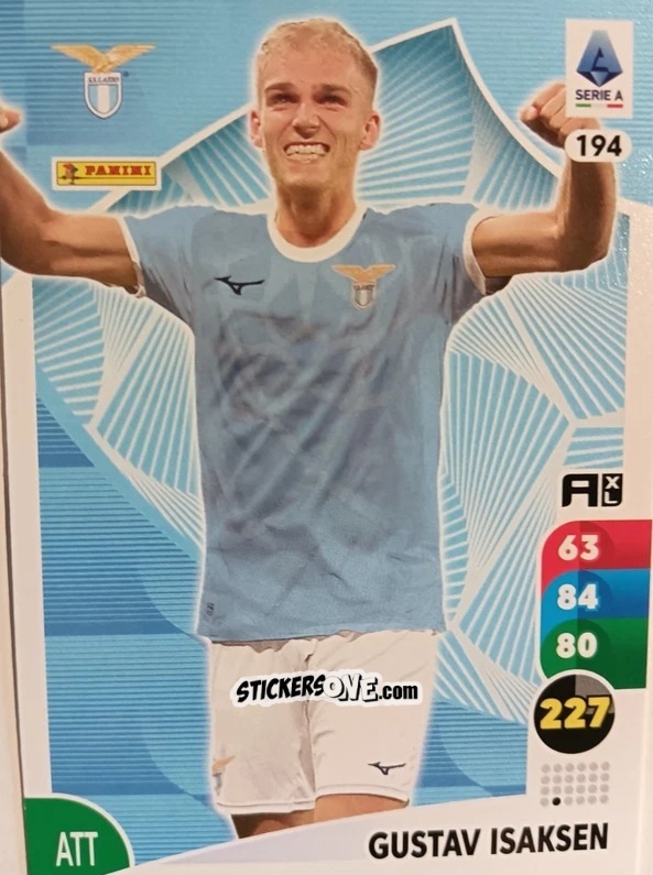Figurina Gustav Isaksen - Calciatori 2025-2026. Adrenalyn Xl n. 194 - Panini