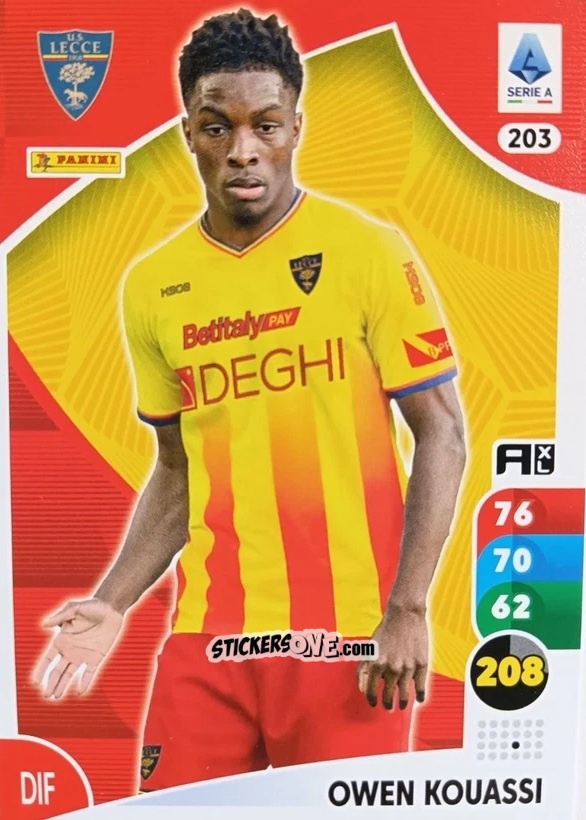 Cromo Owen Kouassi - Calciatori 2025-2026. Adrenalyn Xl n. 203 - Panini